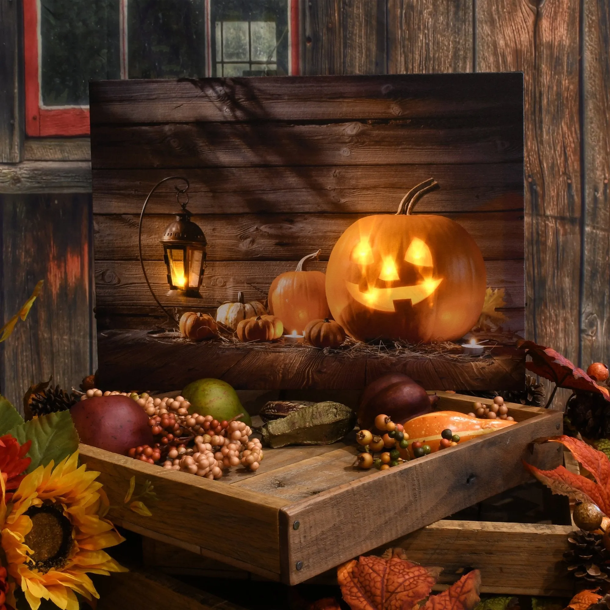 Jack O' Lantern Battery Operated LED Lighted Wall Art