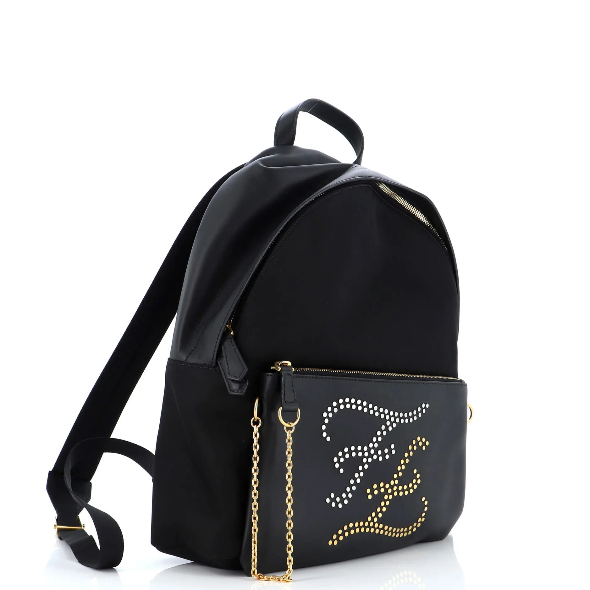 Karligraphy Backpack Nylon with Studded Leather Large
