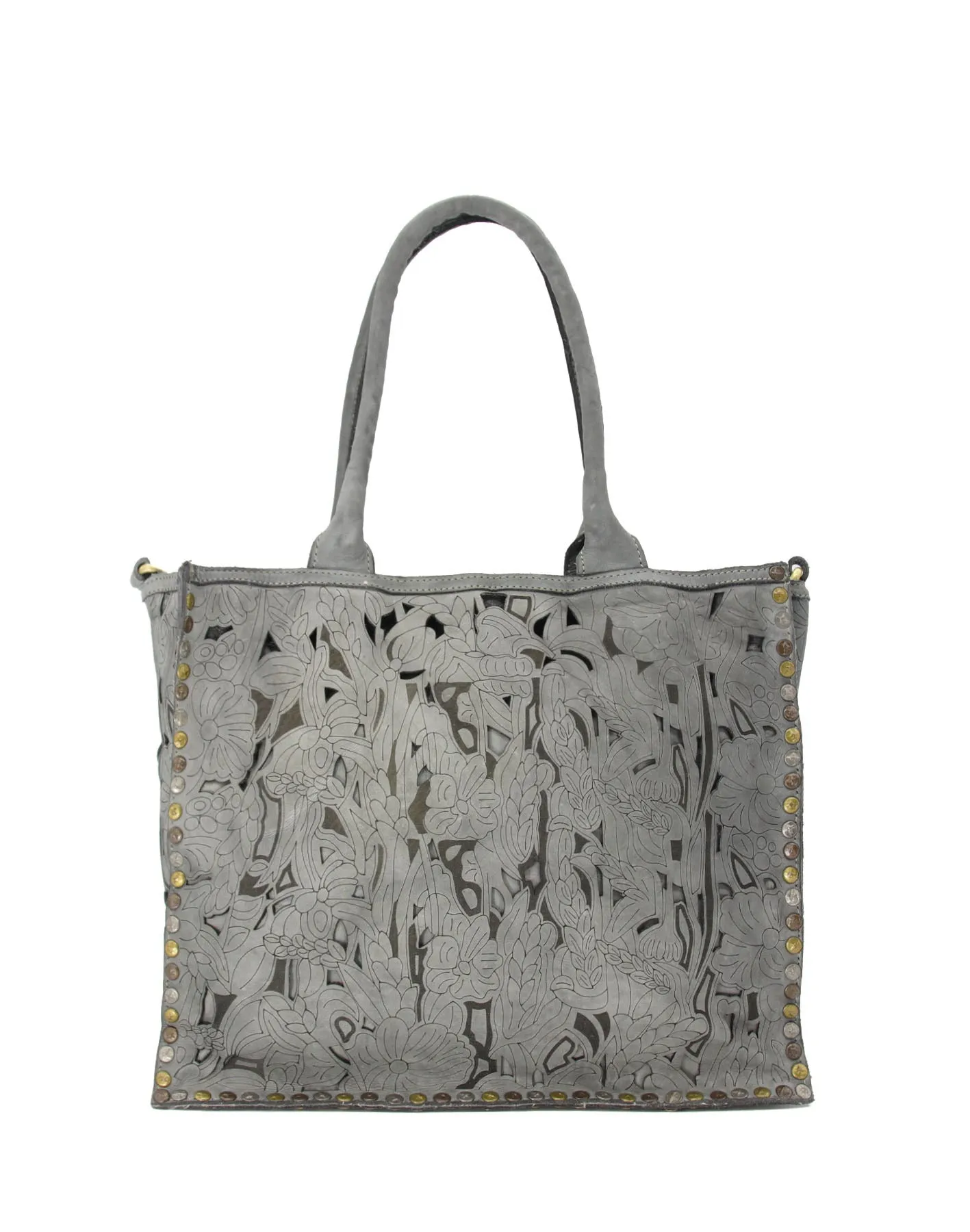 Laser-cut floral leather tote bag wholesale