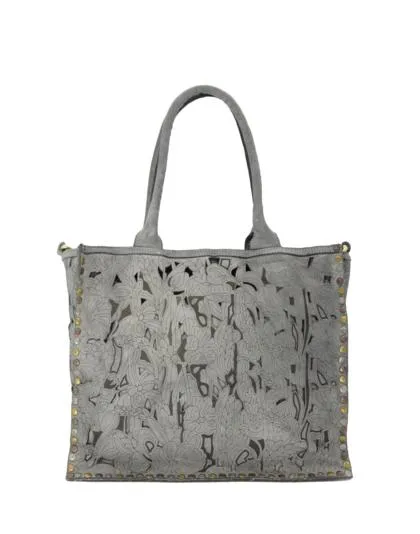 Laser-cut floral leather tote bag wholesale