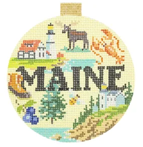 Maine Travel Round Needlepoint Canvas