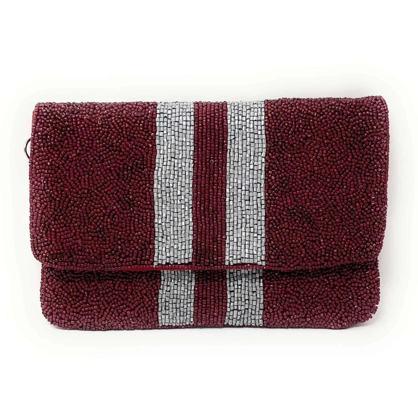 Mini Maroon Beaded Clutch Purse