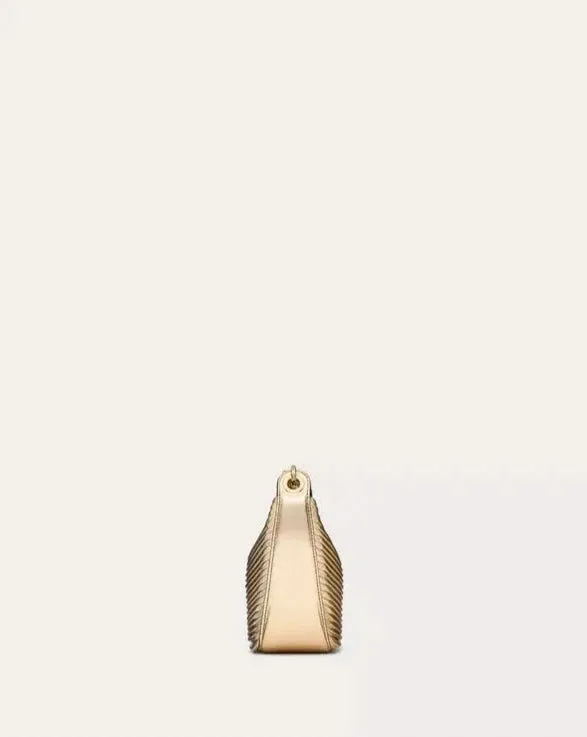 Mini Vlogo Moon Hobo Bag In Metallic-Effect Nappa Leather With Chain