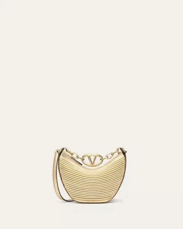 Mini Vlogo Moon Hobo Bag In Metallic-Effect Nappa Leather With Chain