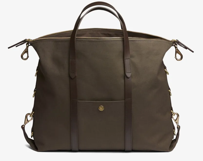 Mismo Utility Weekend Travel Tote in Army and Brown