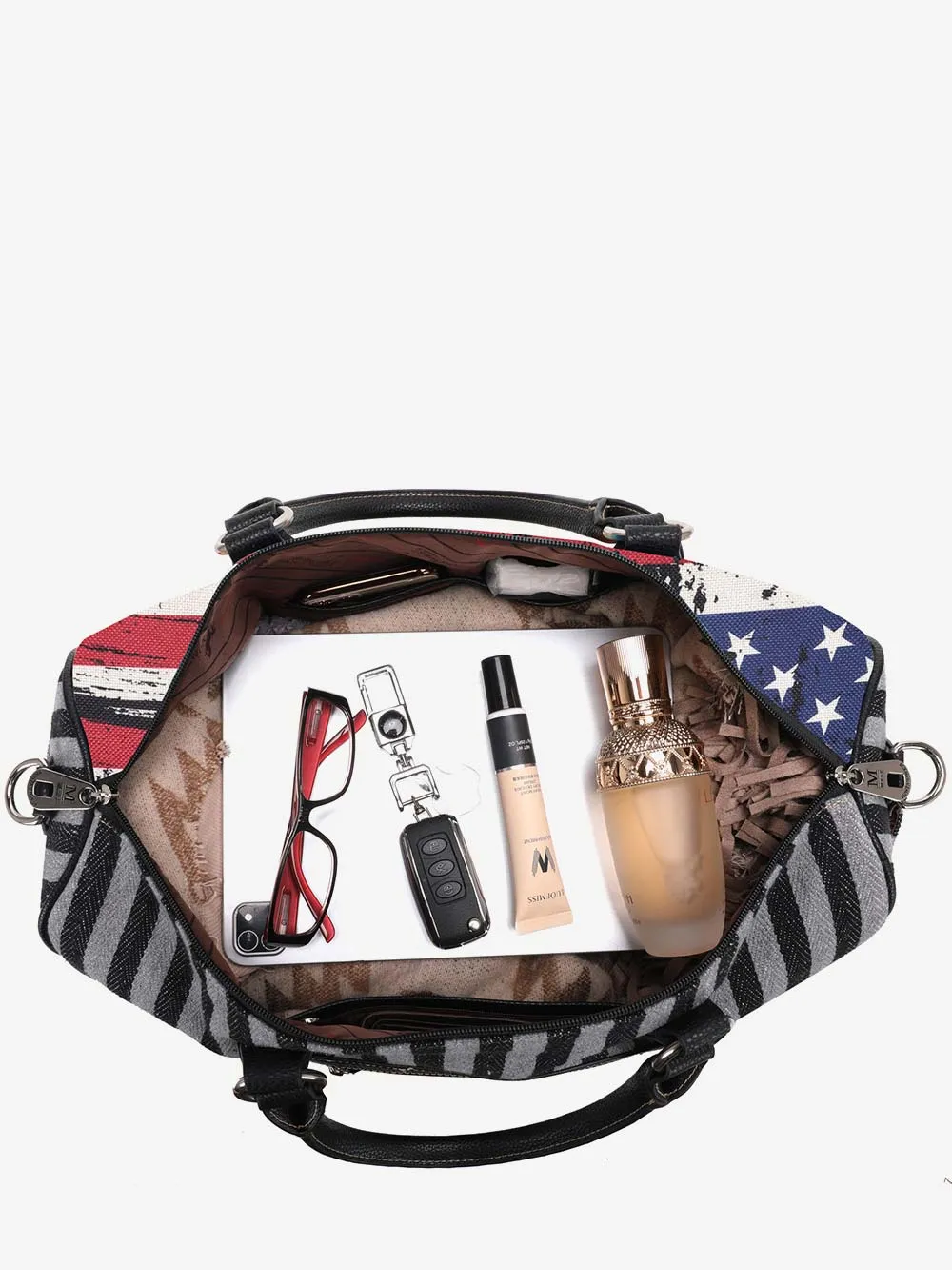 Montana West American Flag Canvas Weekender Bag