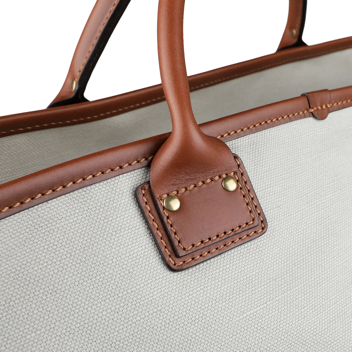 Navy Grey Cotton Canvas Leather Travel Tote