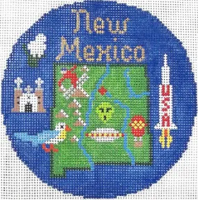 New Mexico 4 1/4" Travel Round Needlepoint Canvas