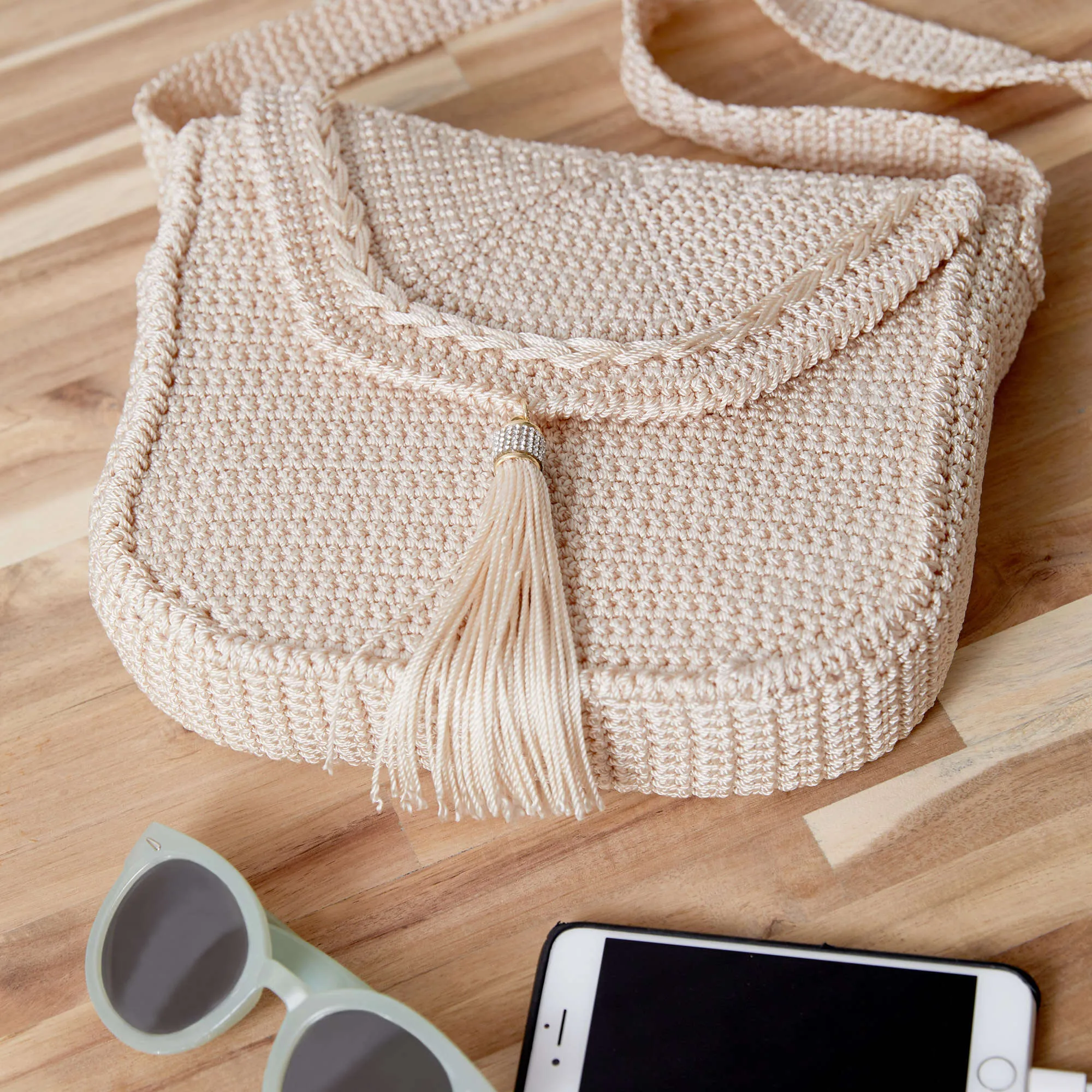 Red Heart Crochet Cross Body Bag