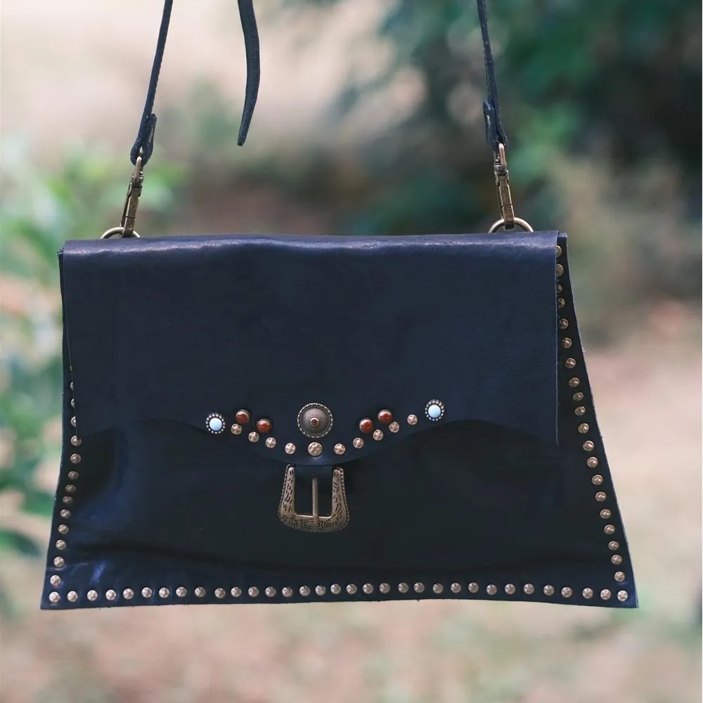 Rivet Western Studded Satchel Purse Leather Satchel Crossbody Bag Womens