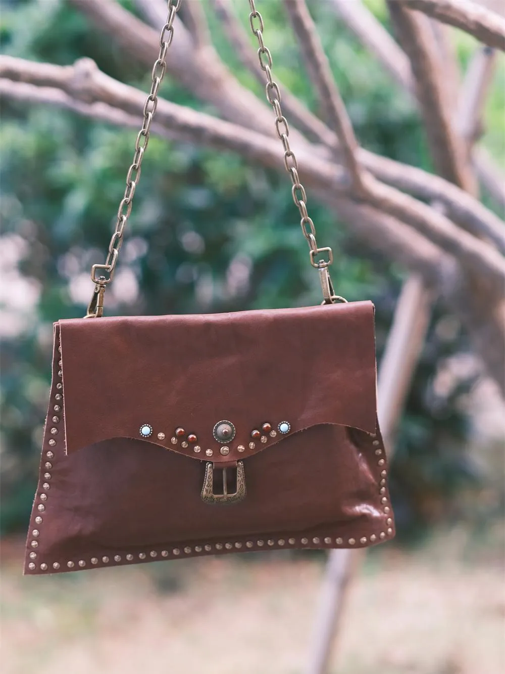 Rivet Western Studded Satchel Purse Leather Satchel Crossbody Bag Womens