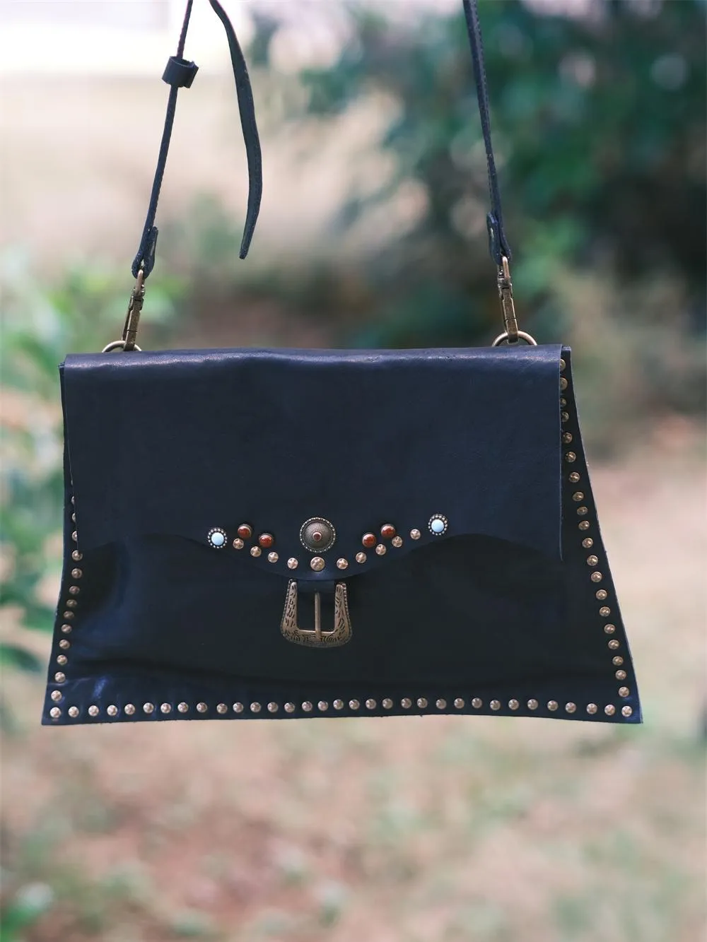 Rivet Western Studded Satchel Purse Leather Satchel Crossbody Bag Womens