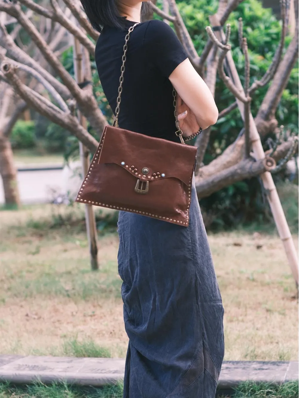 Rivet Western Studded Satchel Purse Leather Satchel Crossbody Bag Womens