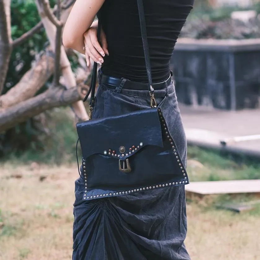 Rivet Western Studded Satchel Purse Leather Satchel Crossbody Bag Womens
