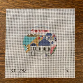 Santorini Travel Round Canvas