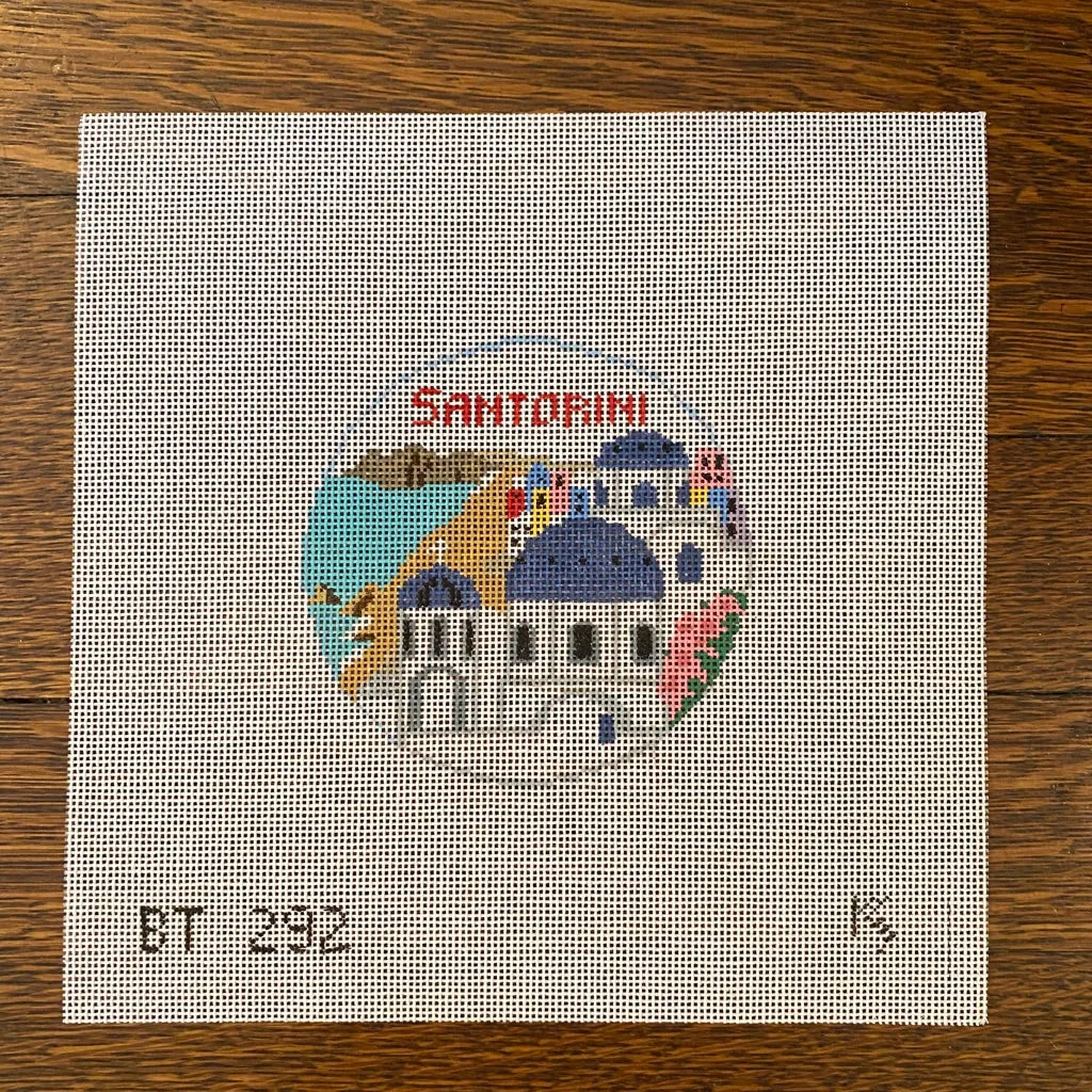 Santorini Travel Round Canvas