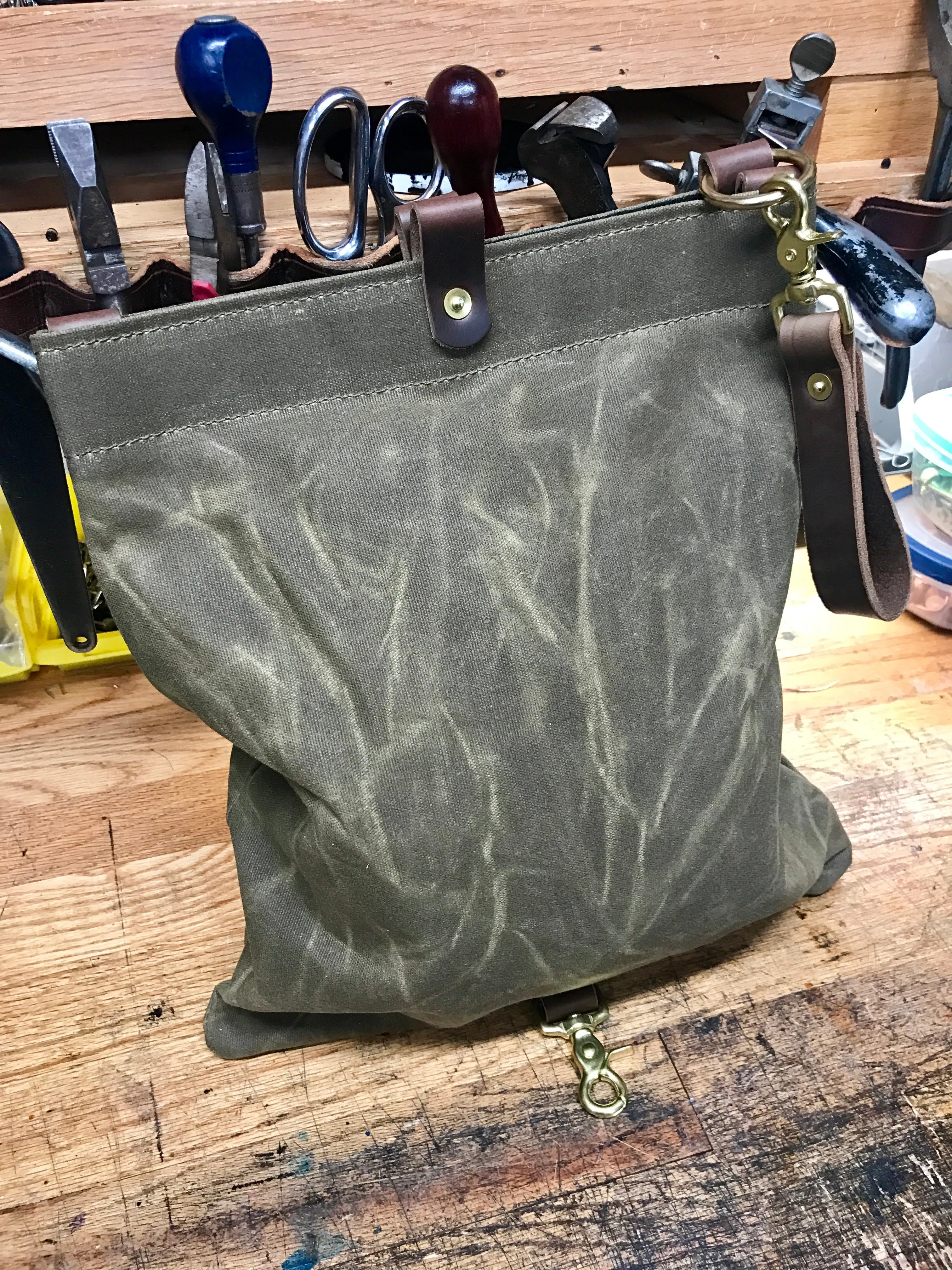 SCBA Mask / Utility Bag..Waxed Canvas and Leather