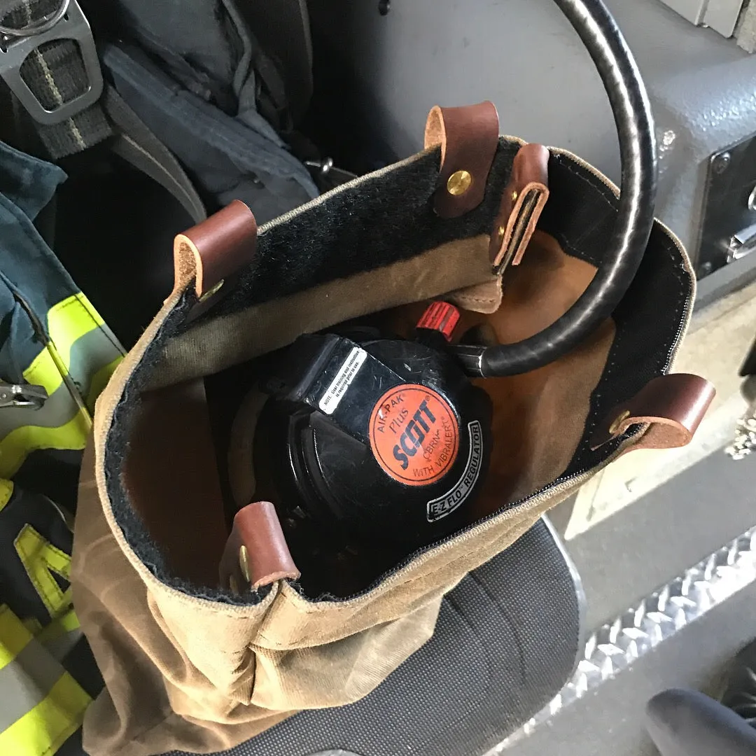SCBA Mask / Utility Bag..Waxed Canvas and Leather