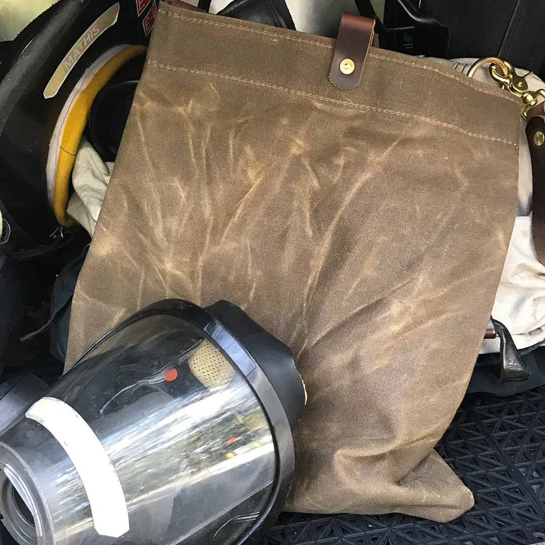 SCBA Mask / Utility Bag..Waxed Canvas and Leather