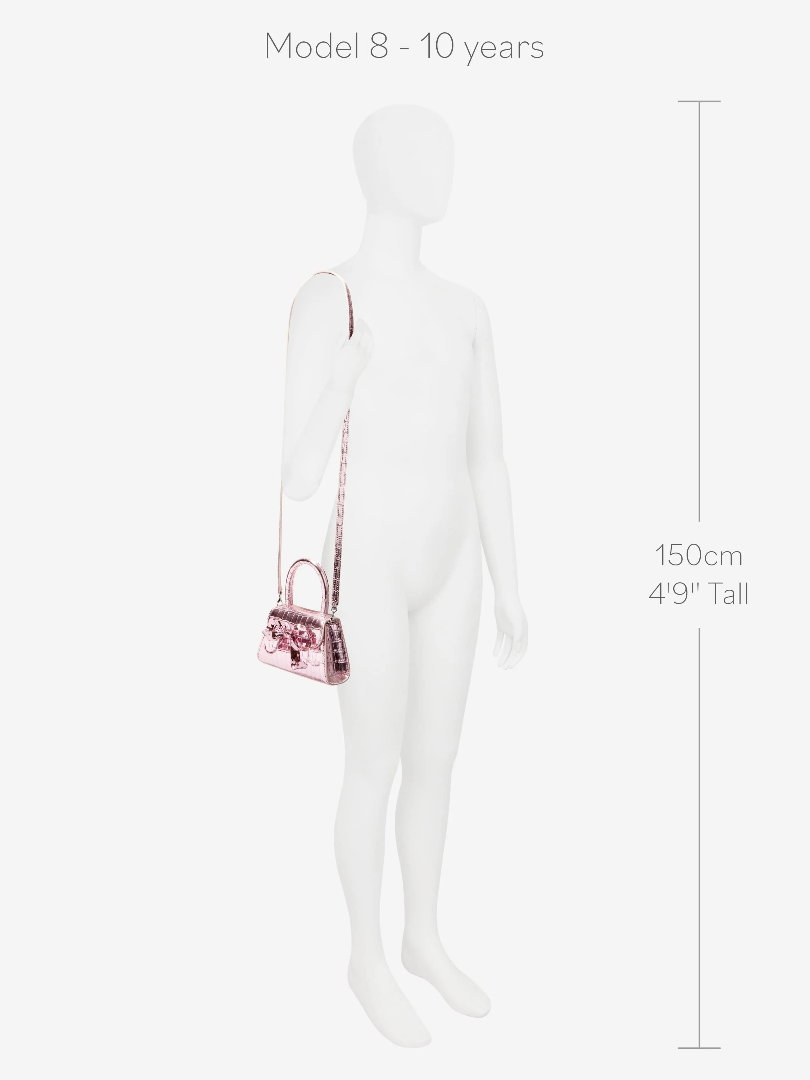 Self Portrait Girls Metallic Croc Micro Bow Bag in Pink