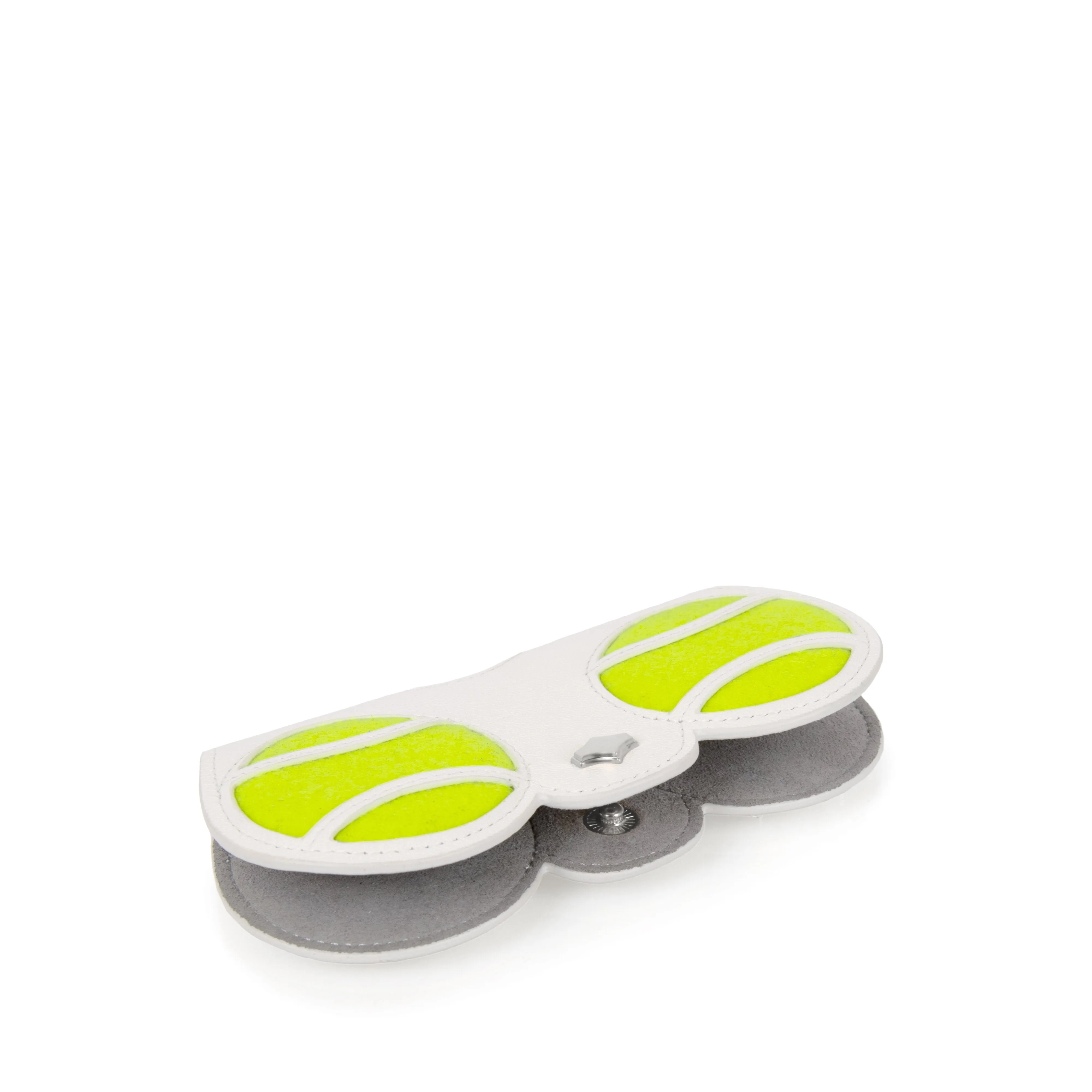 Sunglasses Case | Tennis Brushed Silver | Nappa Leather Silver Plated