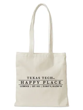 Texas Tech "Happy Place" Natural Canvas Tote Bag