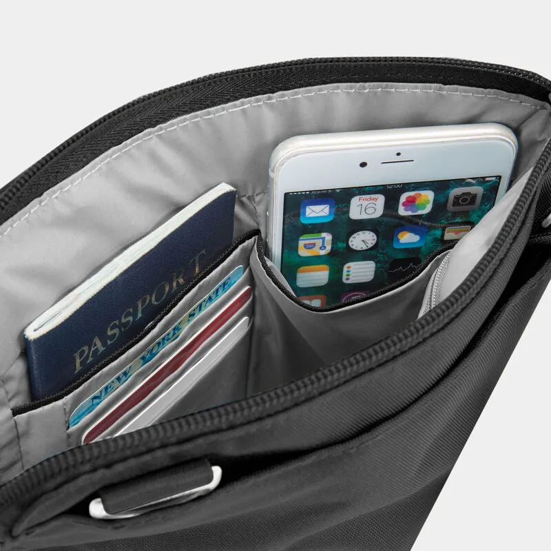 Travelon- Anti-Theft RFID Classic Slim Double Zip Crossbody with 5-Point Anti-Theft Protection