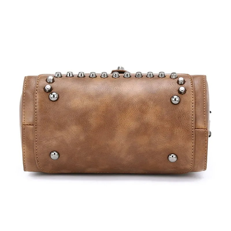 Vintage Cross body Leather Rivet Shoulder Bag