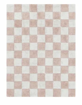 Washable cotton rug "Tiles Rose"