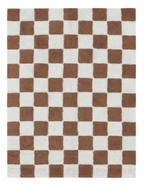 Washable cotton rug "Tiles Toffee"