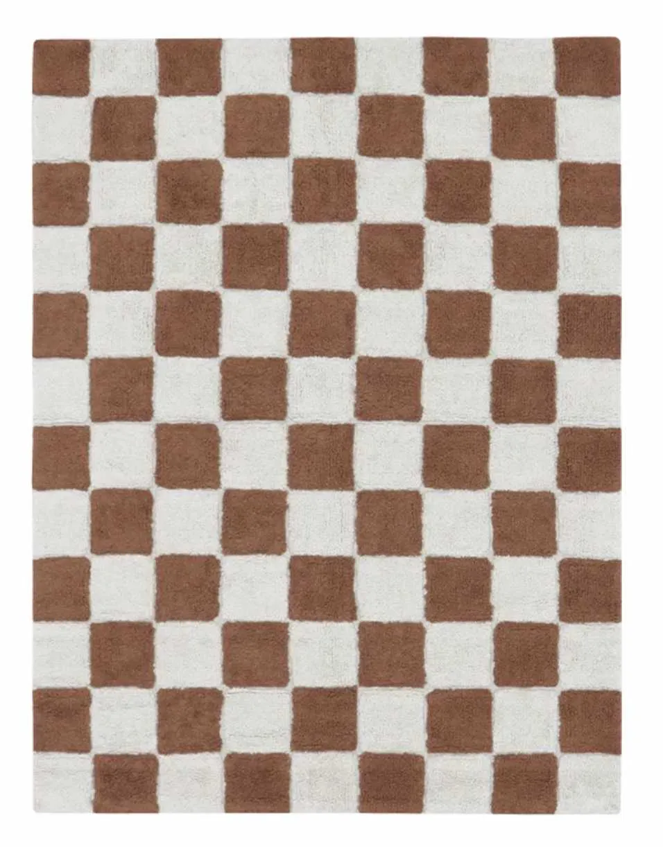 Washable cotton rug "Tiles Toffee"