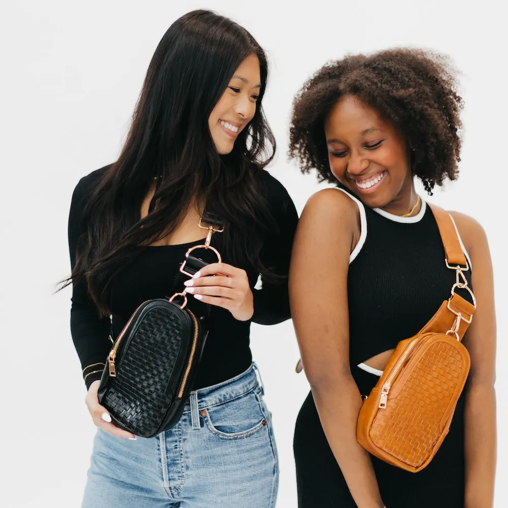 Waverly Woven Sling Bag in Brown