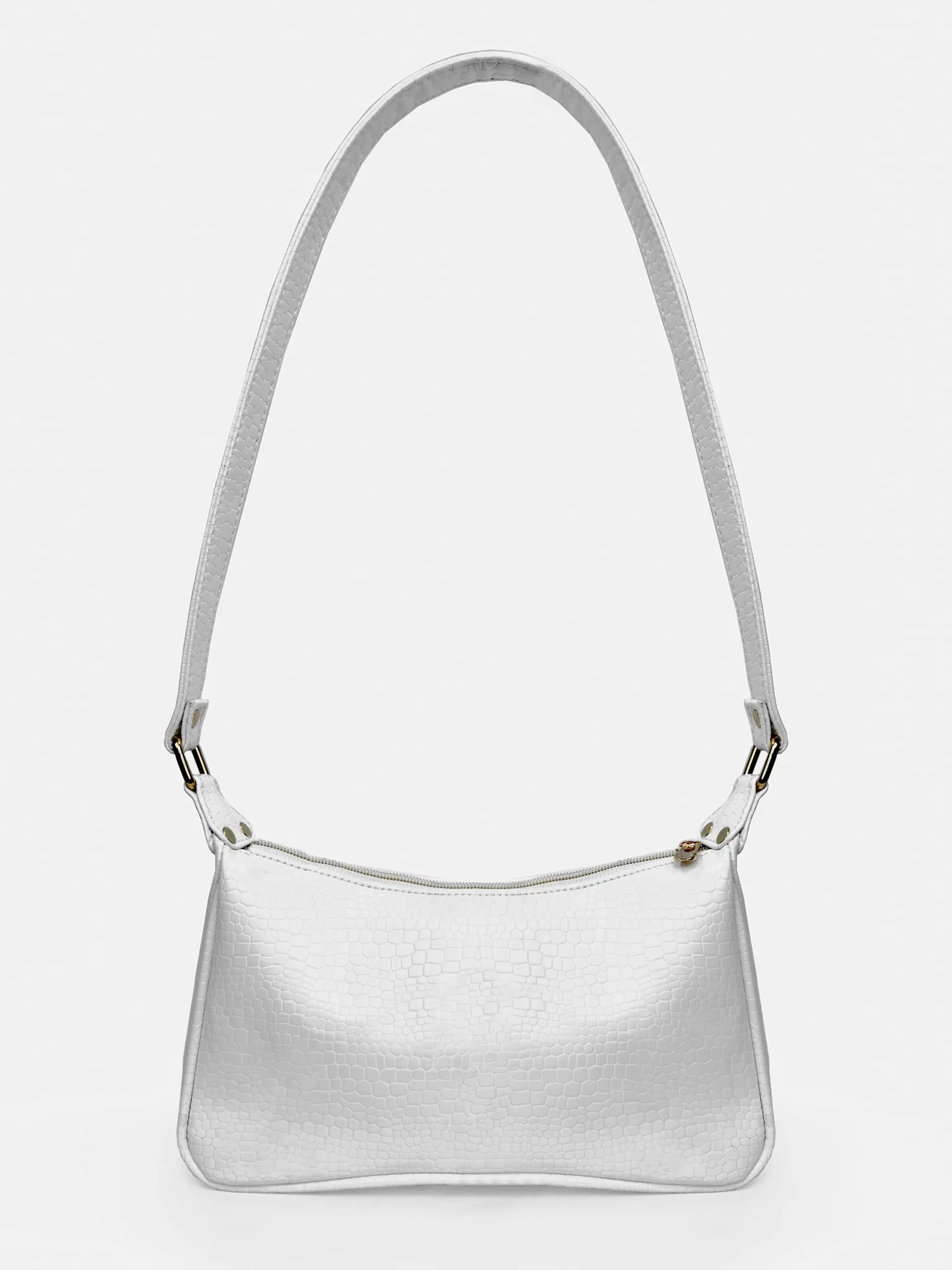 White Retro Shoulder Baguette With Twin Pockets | Modern Myth
