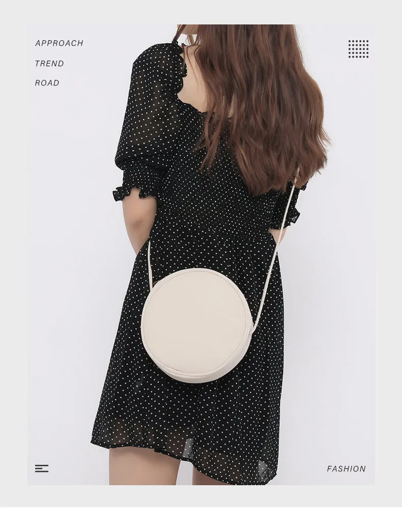 Women's Small Round Canvas Bag Canvas Circle Bag