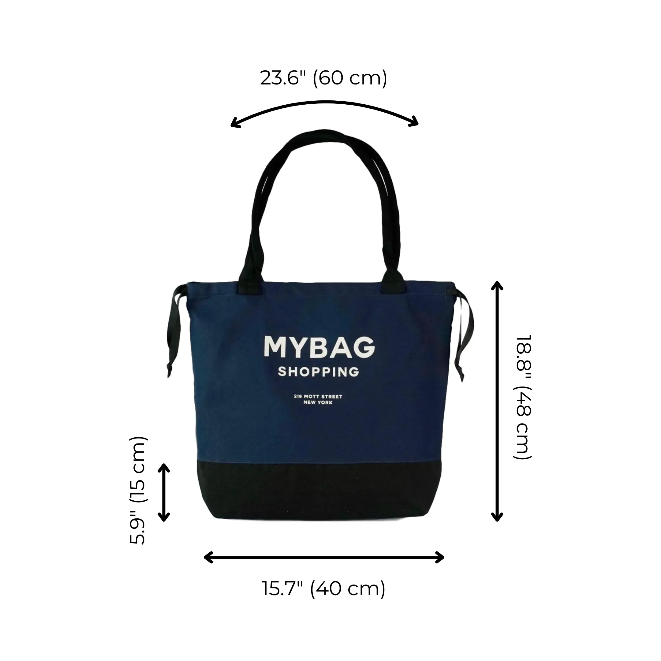 World Traveler Tote Bag, Navy - Beige Print