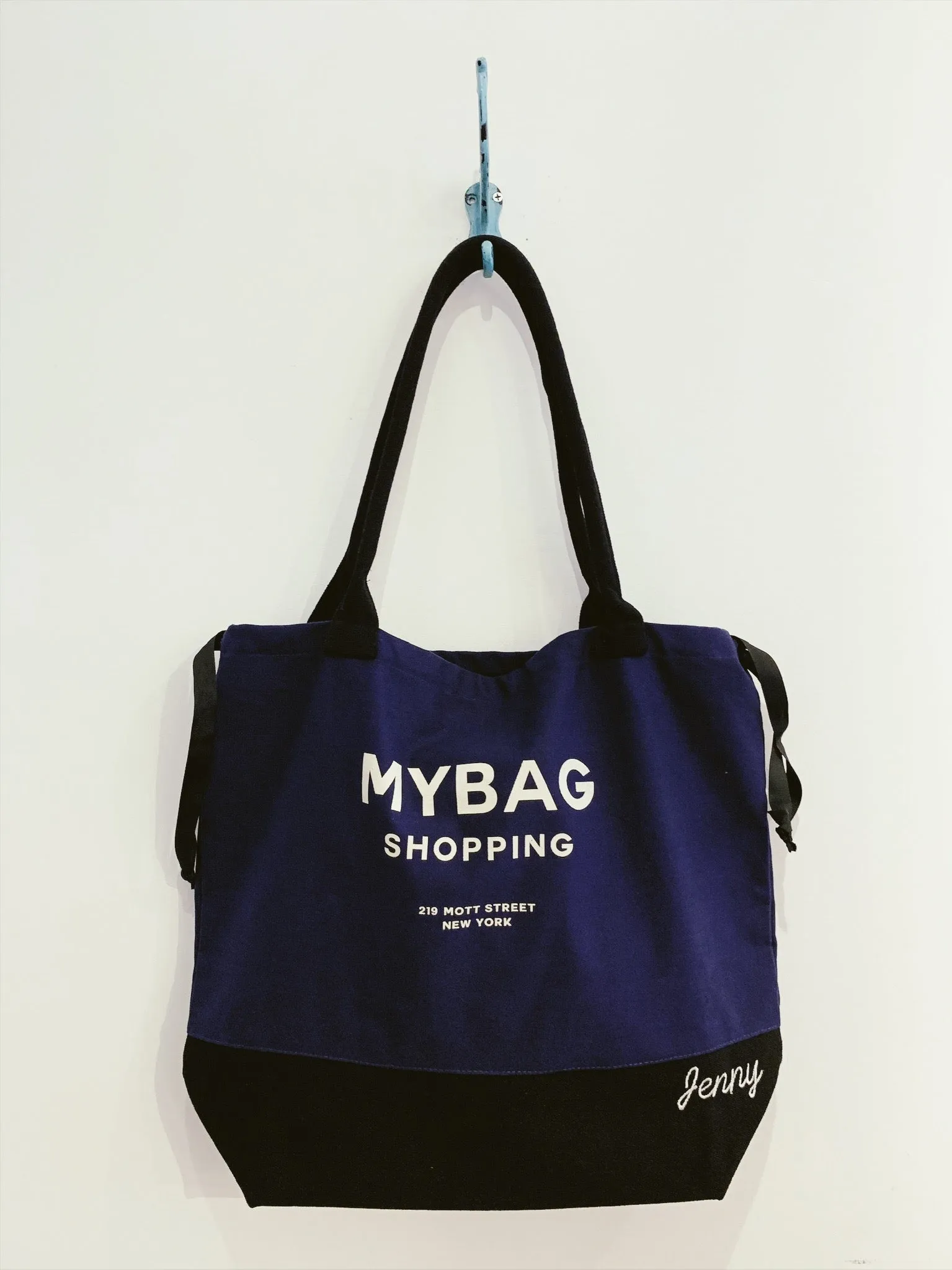 World Traveler Tote Bag, Navy - Beige Print